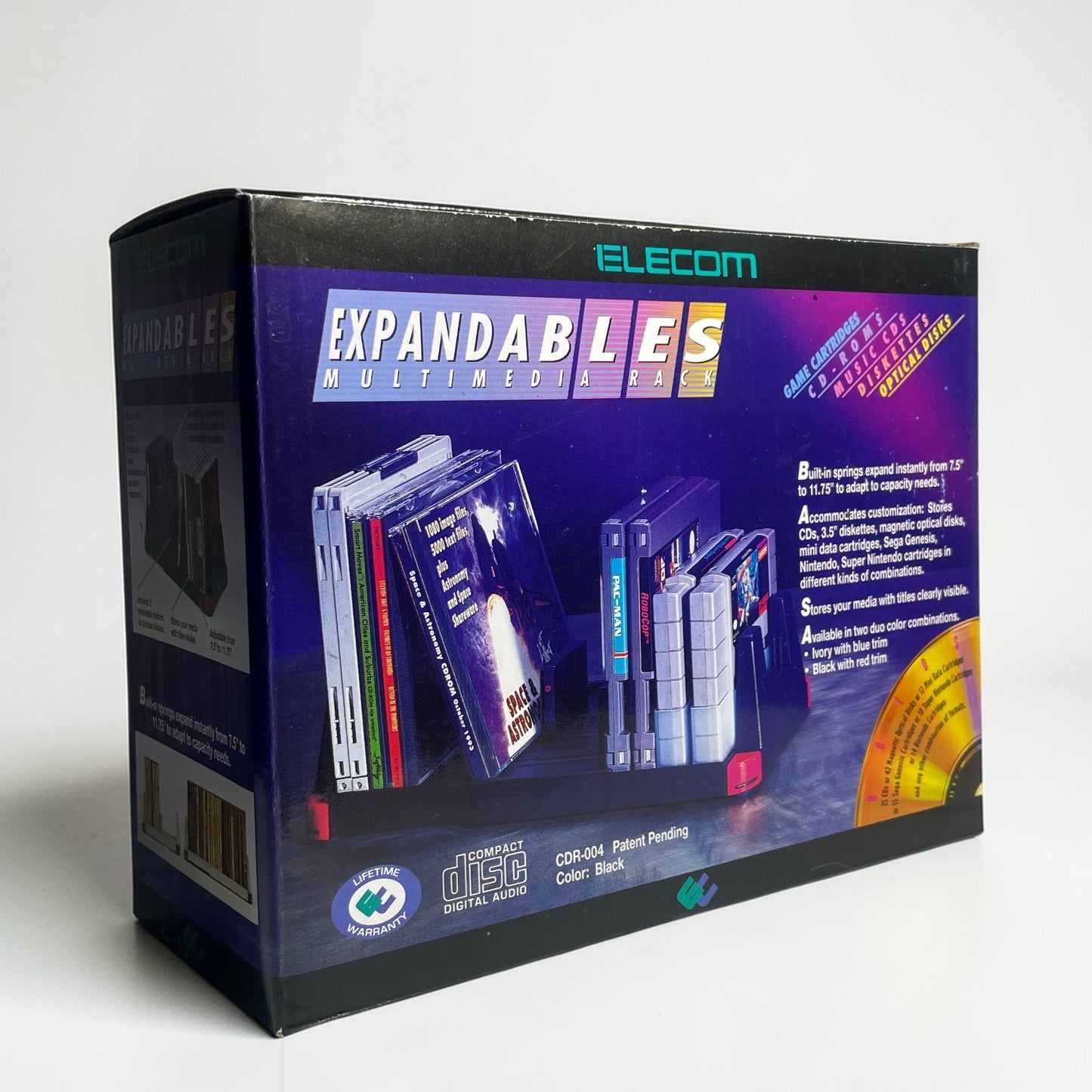 Organizador Multimedia Expandible Elecom (CDR-004) - Nuevo en Caja (NOS) para CDs, Diskettes y Cartuchos Retro (NES, SNES, Genesis)
