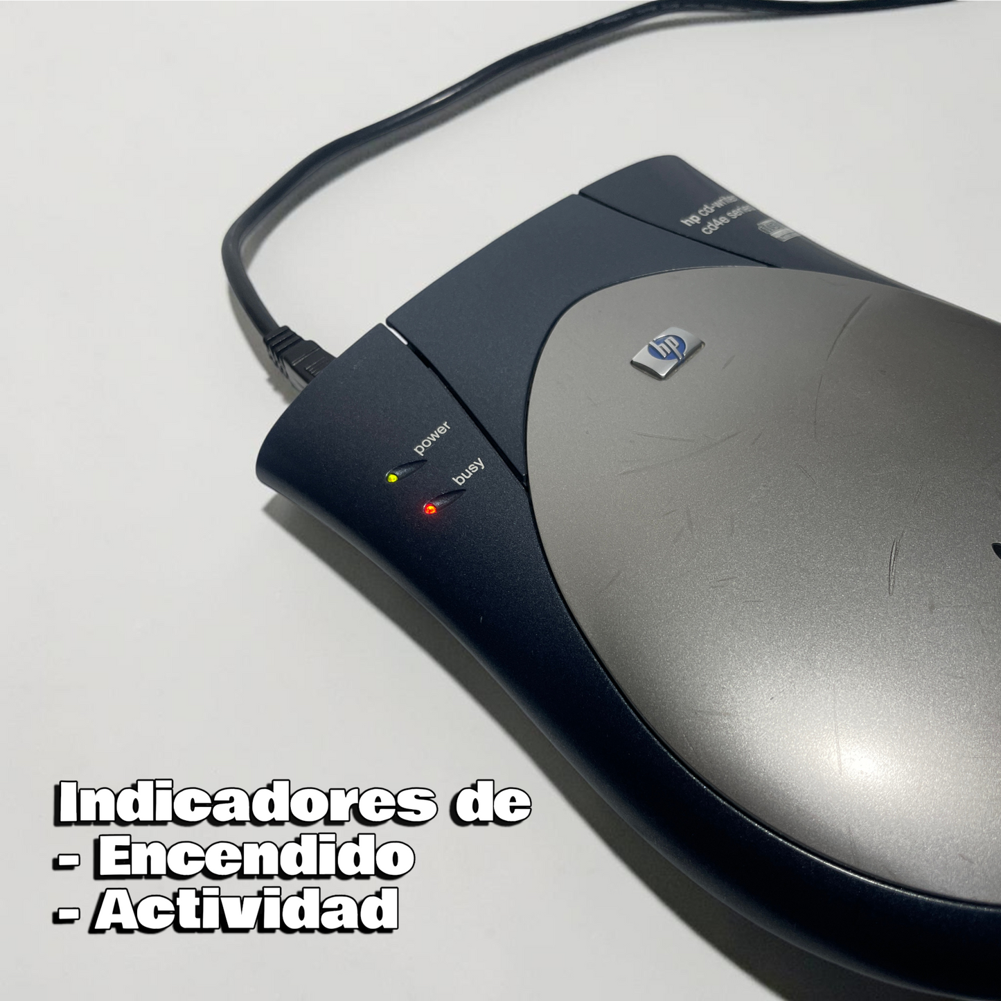 Lector / Grabador de CD-R/RW Externo USB HP CD-Writer (Serie cd4e) - Pieza de Colección Retro / Vintage Tech