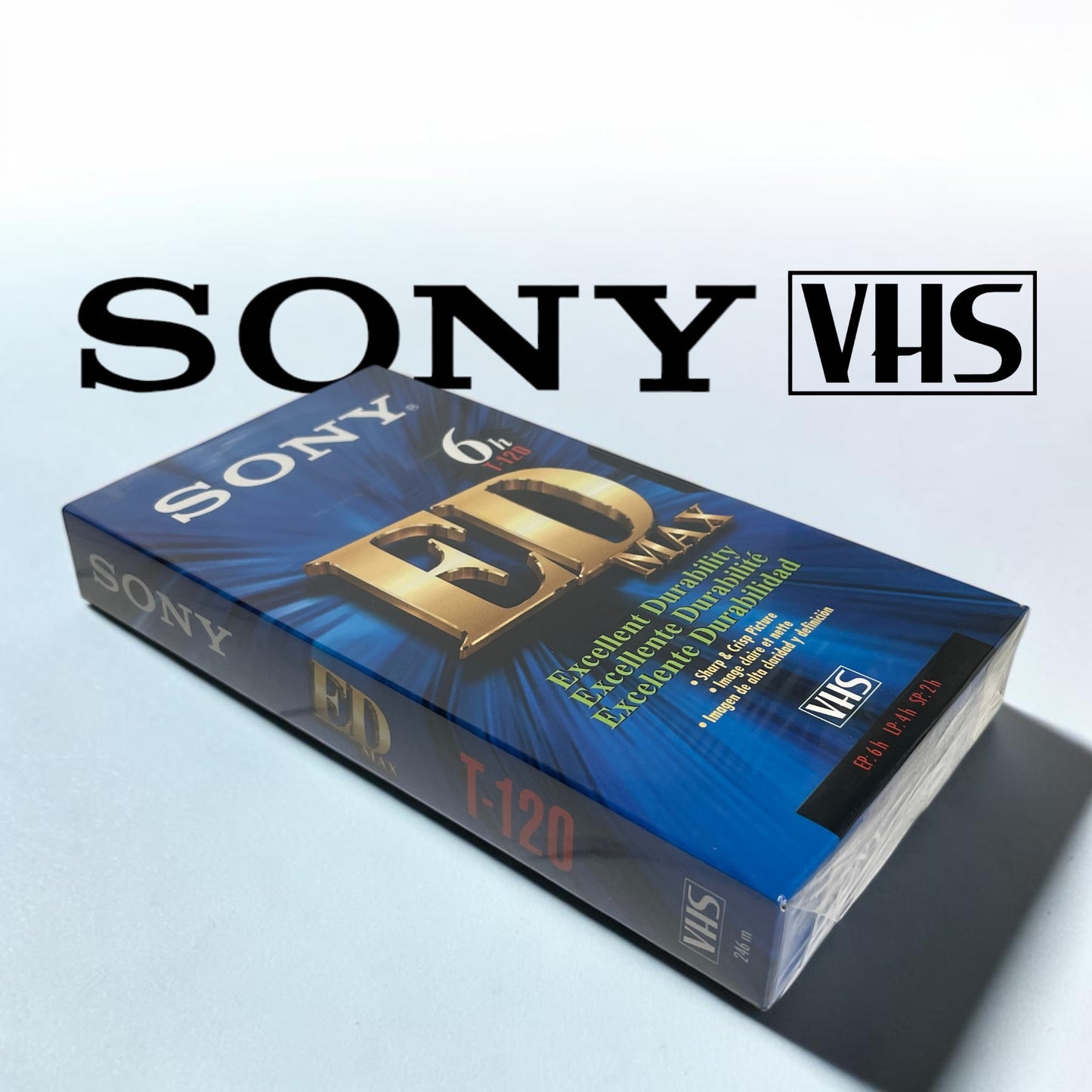 Set de 2 Cintas VHS Vírgenes Sony ED MAX T-120 (6 Horas / 240 Min) - Nuevas y Selladas de Época (NOS)